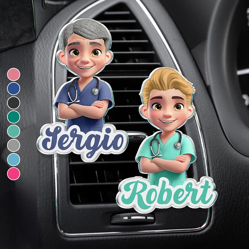 3D Effect Nurse Name - Personalized Acrylic Car Vent Clip