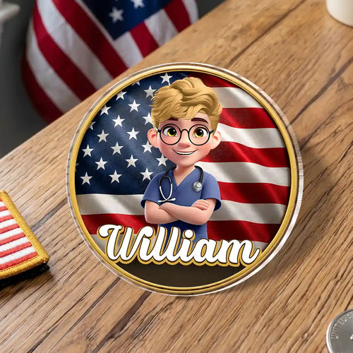 3D Effect Nurse Name - Personalized Acrylic Pin