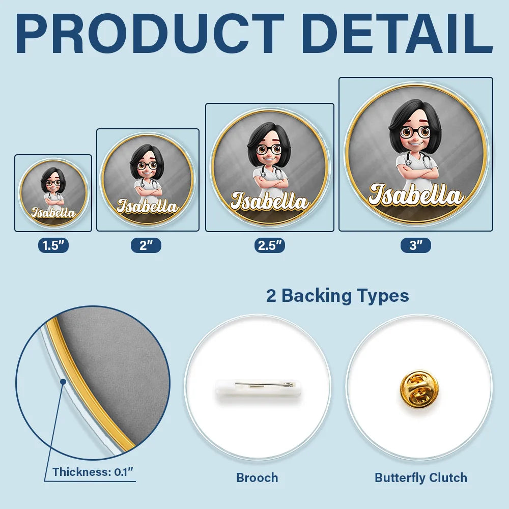 3D Effect Nurse Name - Personalized Acrylic Pin