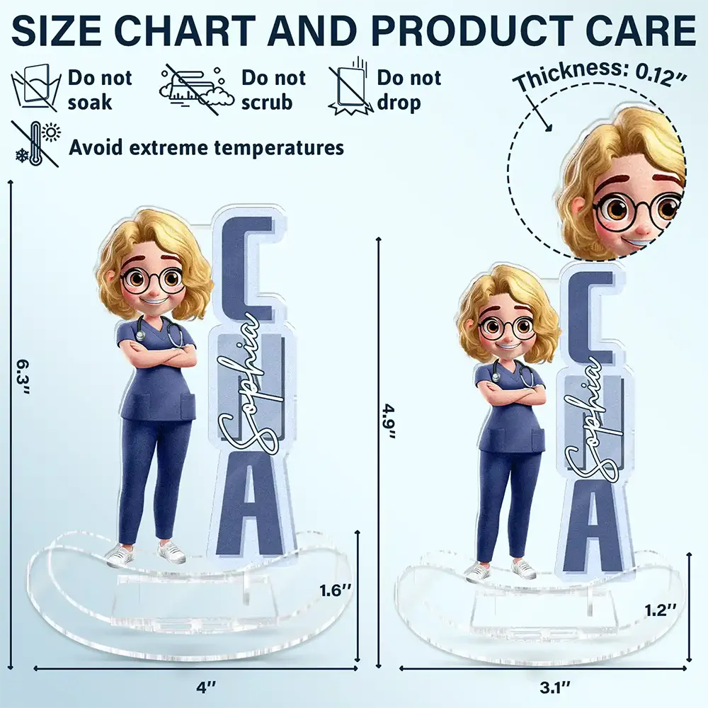 3D Effect Nurse Name - Personalized Acrylic Shaking Stand