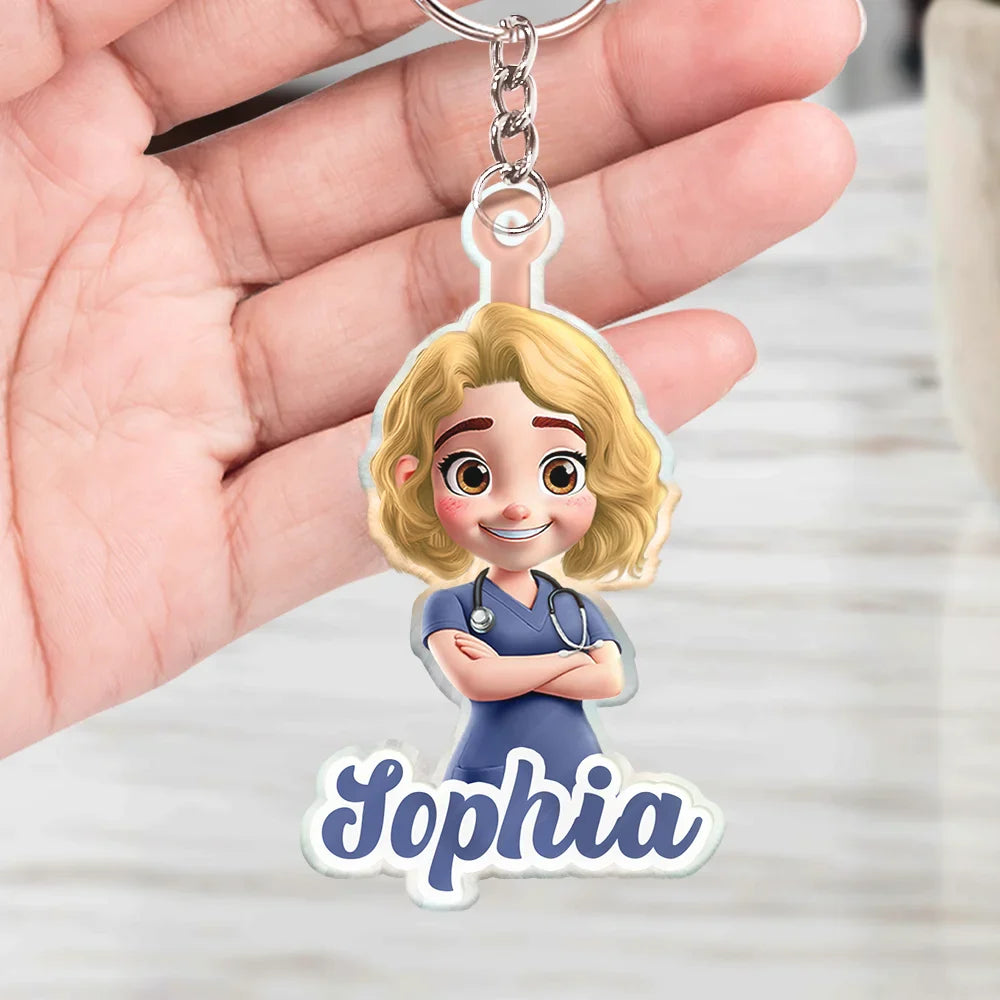3D Effect Nurse Name - Personalized Acrylic Keychain