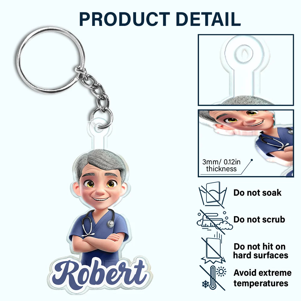 3D Effect Nurse Name - Personalized Acrylic Keychain