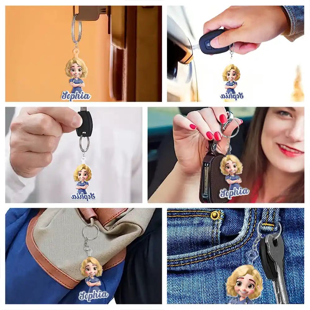 3D Effect Nurse Name - Personalized Acrylic Keychain