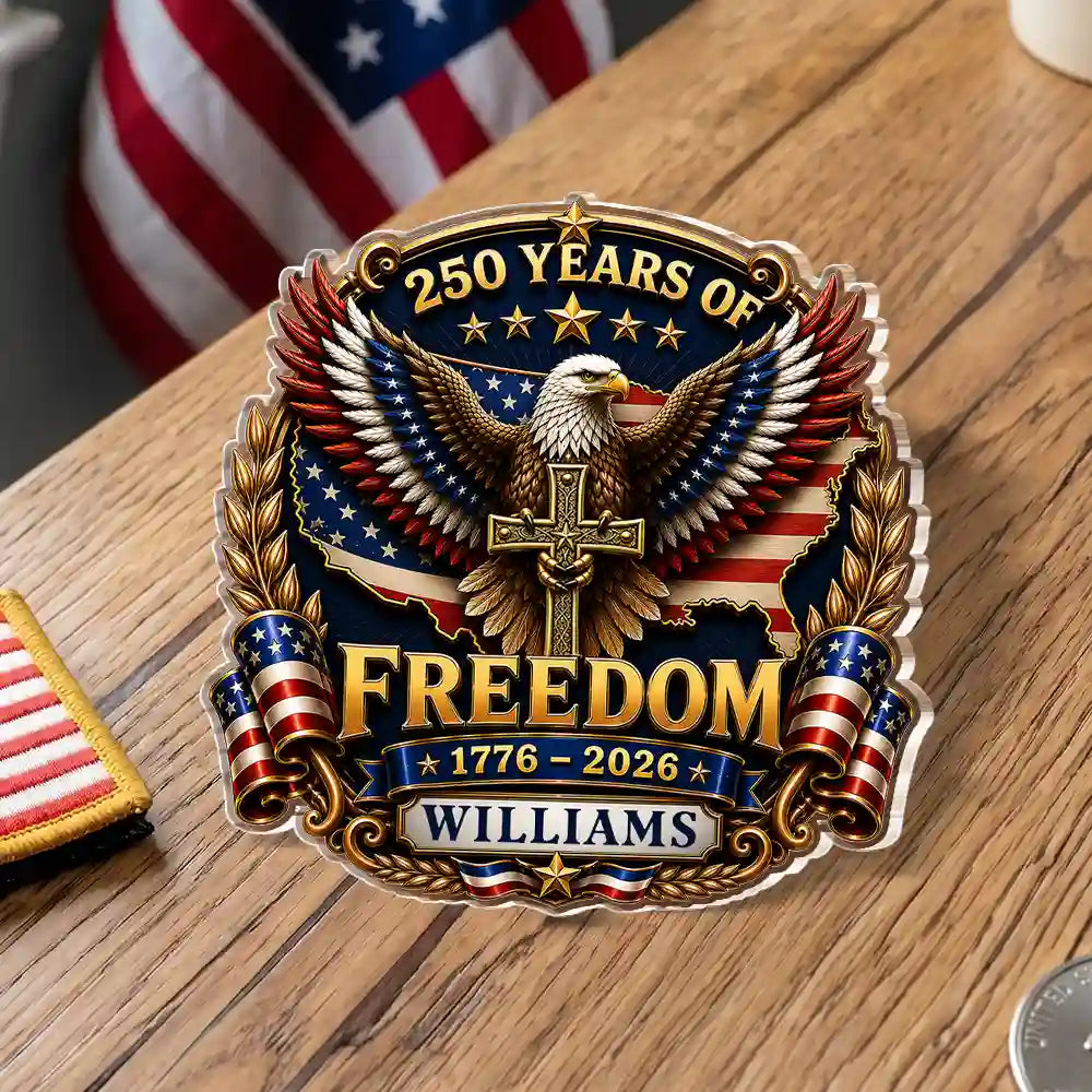 3D Effect Patriotic Eagle 250 Years Of Freedom - Personalized Acrylic Pin