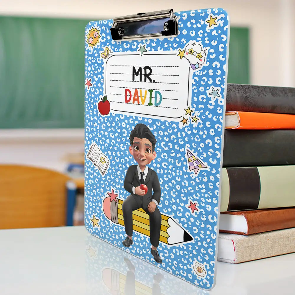 3D Effect Teacher Composition Notebook Theme - Personalized Acrylic Clipboard