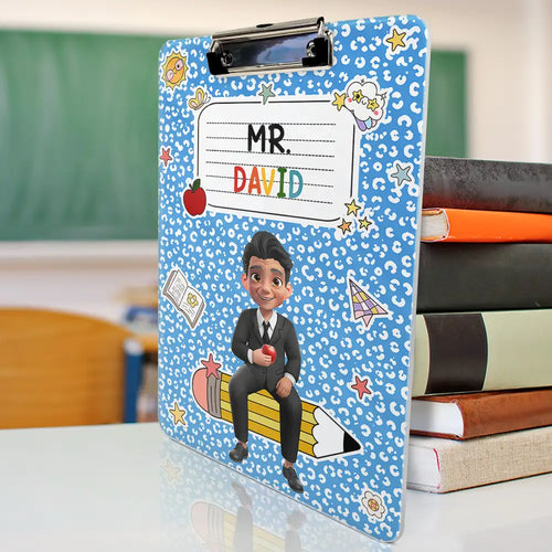 3D Effect Teacher Composition Notebook Theme - Personalized Acrylic Clipboard