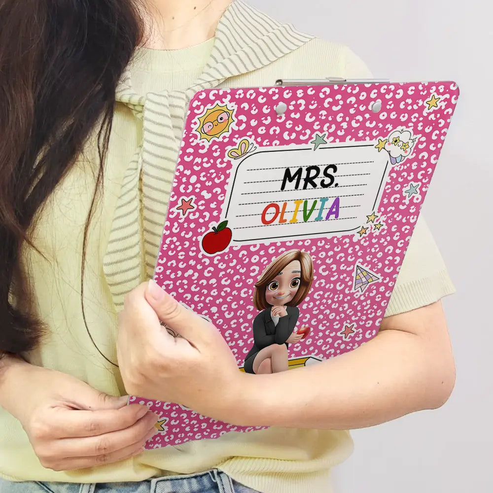 3D Effect Teacher Composition Notebook Theme - Personalized Acrylic Clipboard
