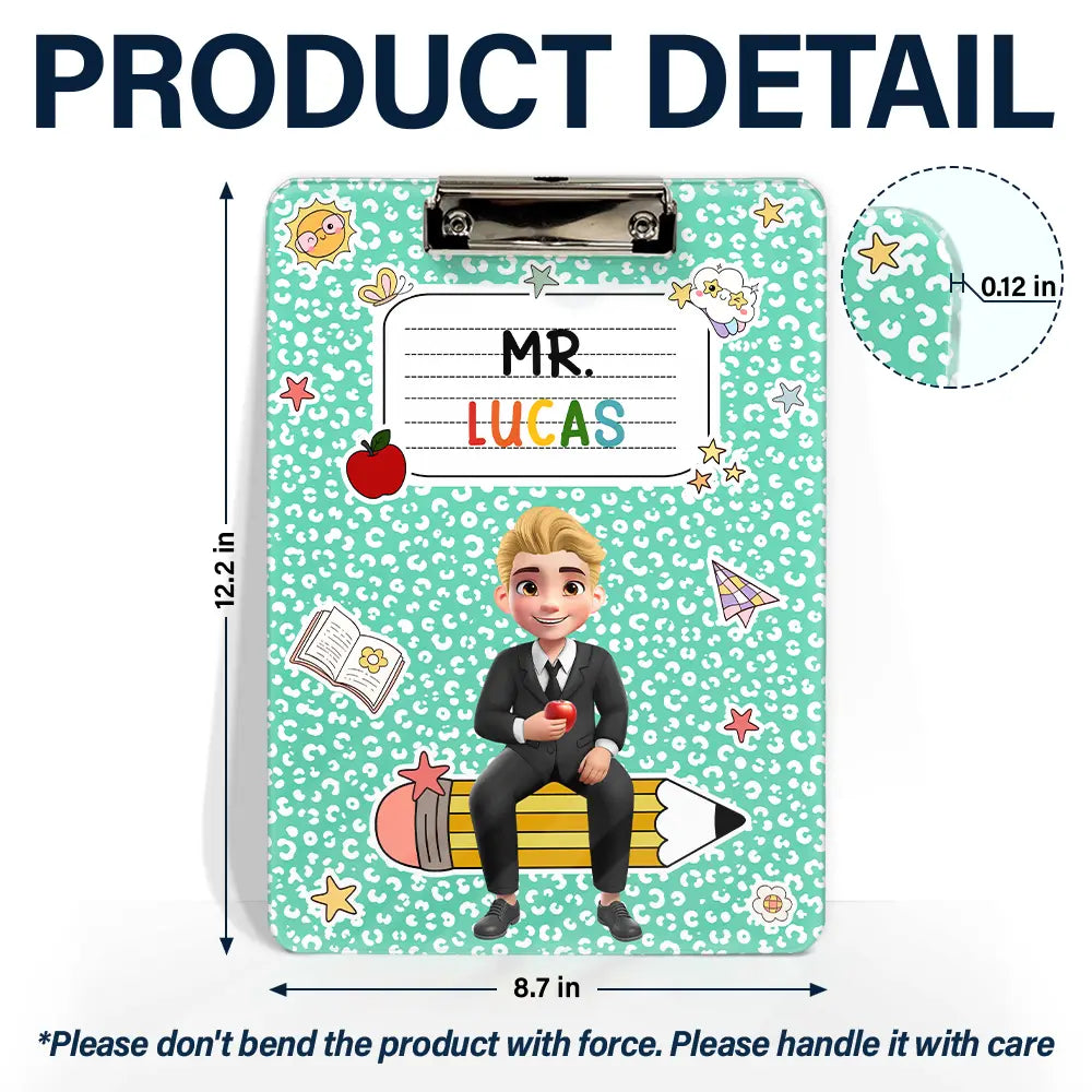 3D Effect Teacher Composition Notebook Theme - Personalized Acrylic Clipboard