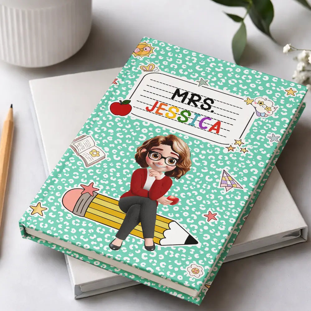 3D Effect Teacher Composition Notebook Theme - Personalized Hardcover Journal