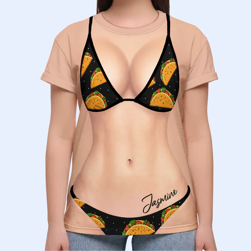 3D Funny Body Food Bikini - Personalized Full Print T Shirt