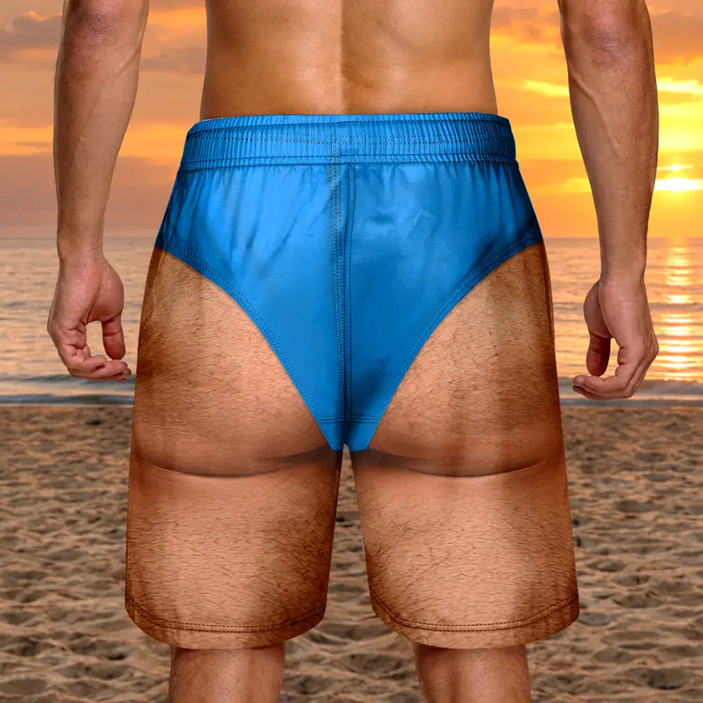 3D Funny Body Swim Trunks Man Groomsmen - Personalized Unisex Beach Shorts
