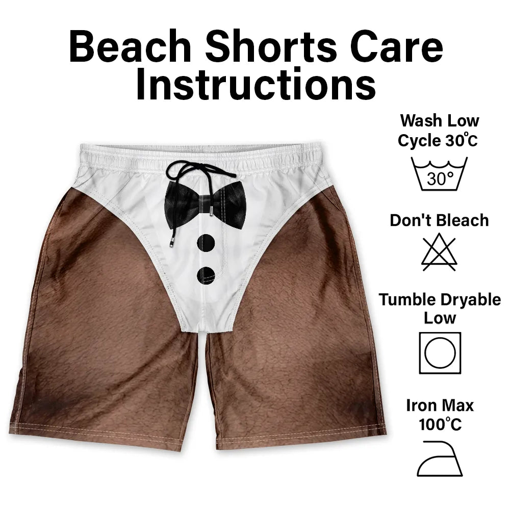3D Funny Body Swim Trunks Man Groomsmen - Personalized Unisex Beach Shorts