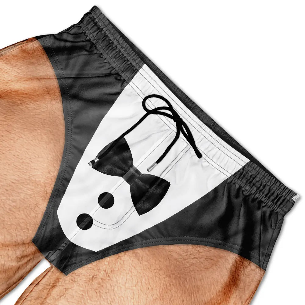 3D Funny Body Swim Trunks Man Groomsmen - Personalized Unisex Beach Shorts