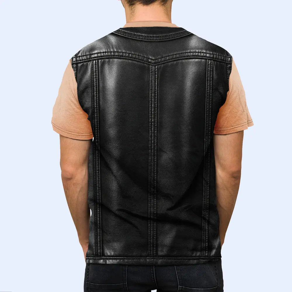 3D Muscle Leather Vest - Personalized Full Print T Shirt