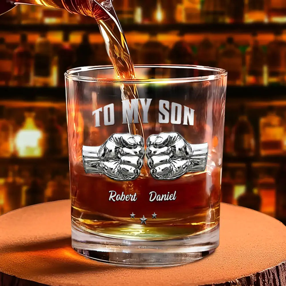 3D Effect To My Son Just Do Your Best - Personalized Whiskey Glass