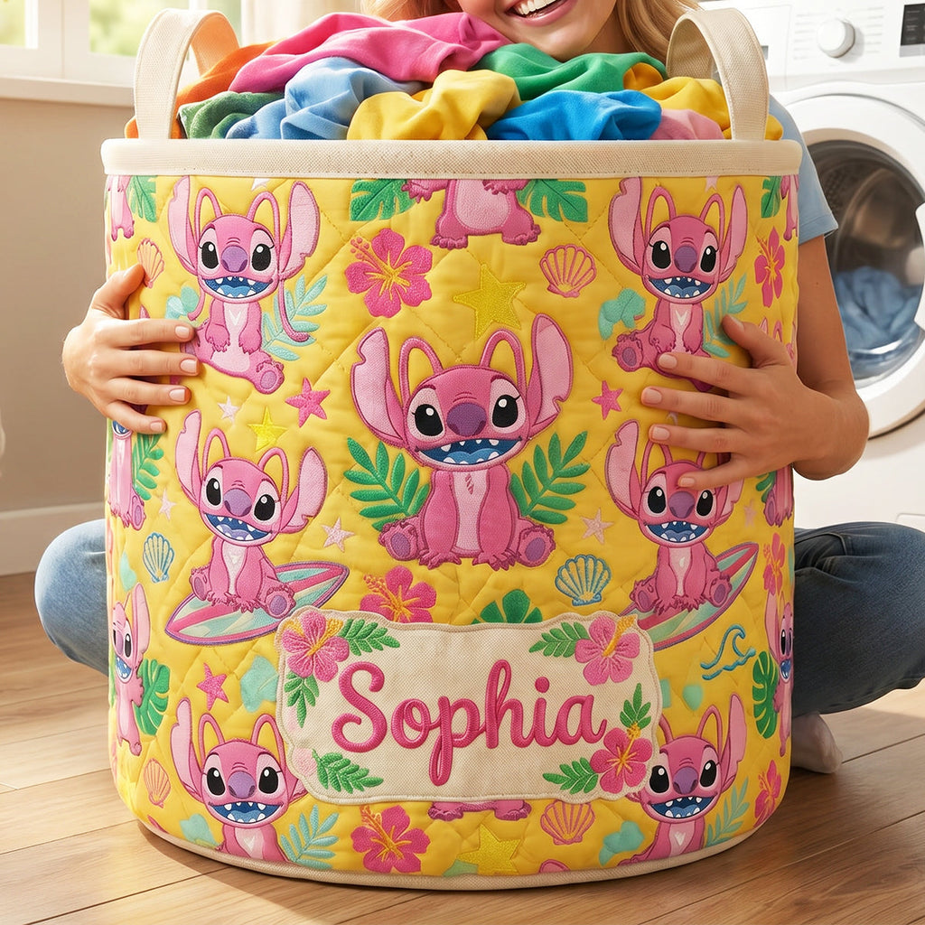 Cute Alien Quilted Laundry Basket - Personalized Gifts 02padt260626