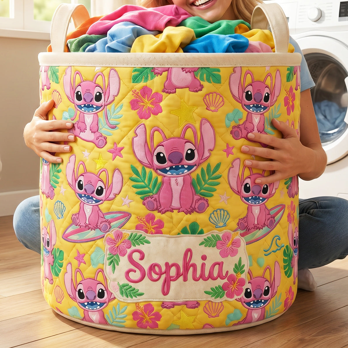 Cute Alien Quilted Laundry Basket - Personalized Gifts 02padt260626