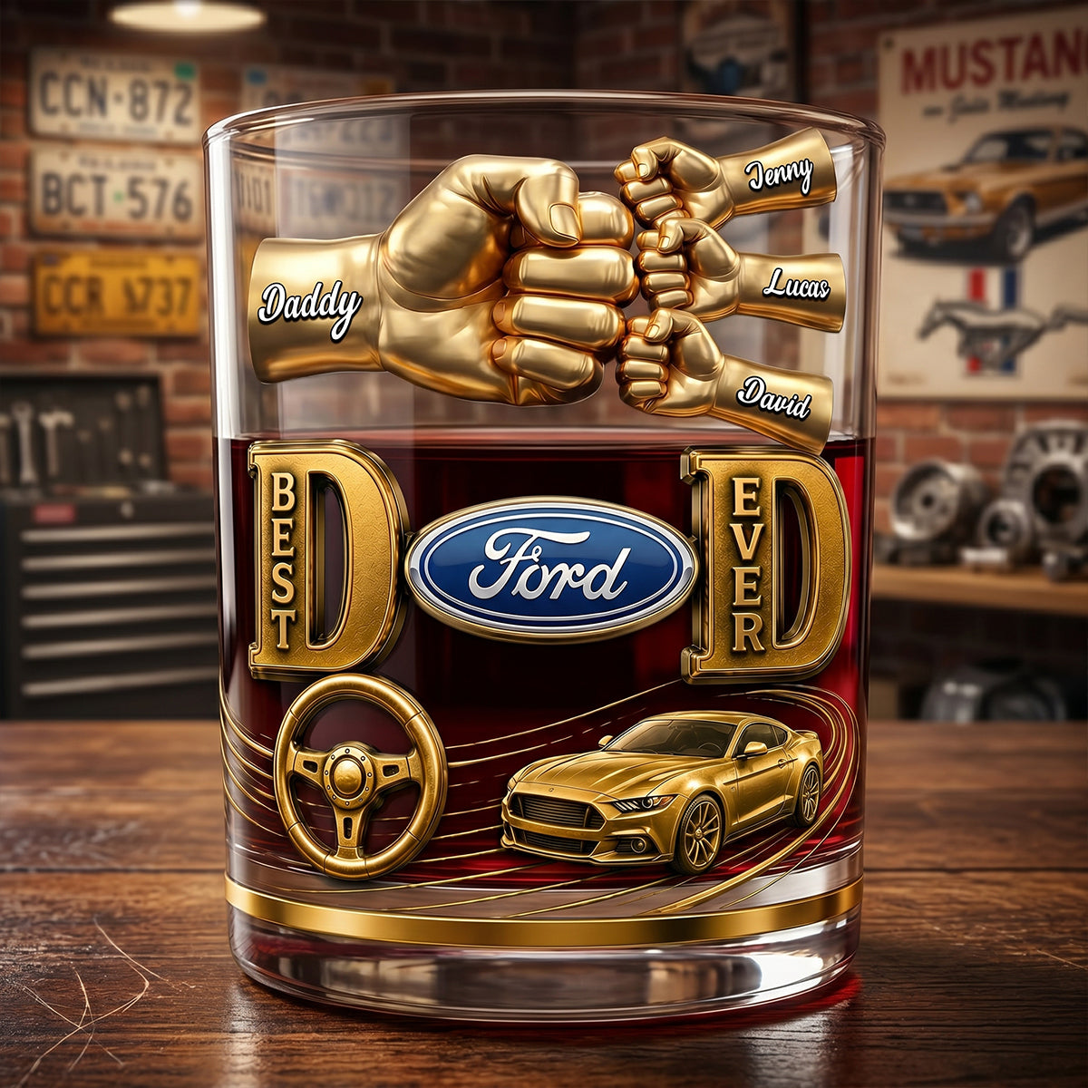 Muscle Car Dad Round Glass - Personalized Gift For Dads 03NATN220526