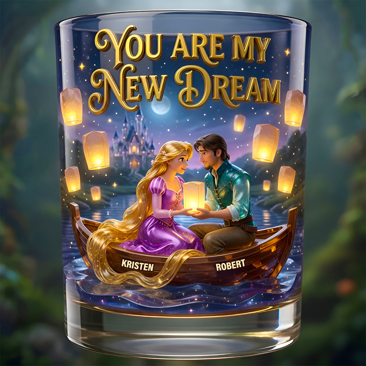 Fairytale Couple 11oz Round Glass - Personalized Gifts For Couple Glass 04TYDT160626