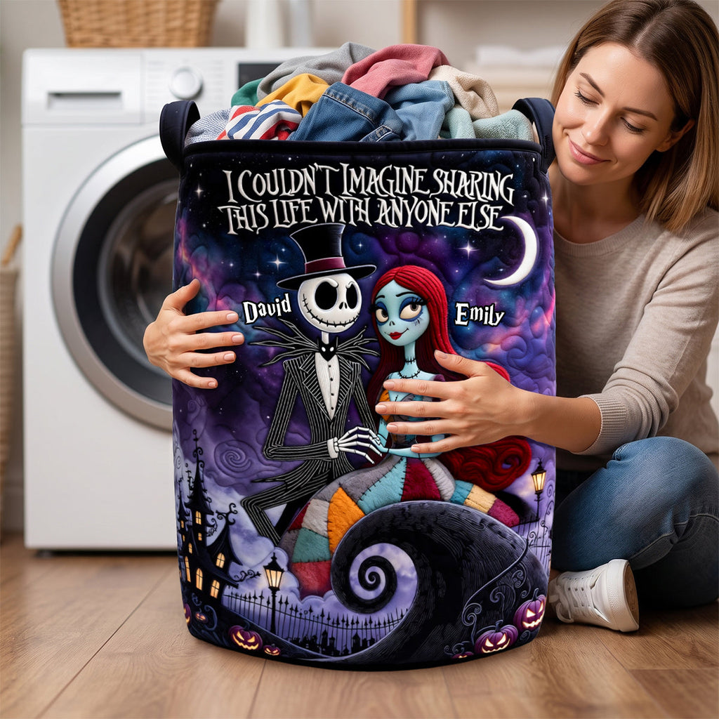 Spooky Couple Quilted Laundry Basket - Personalized Gifts For Couple 01padh300626