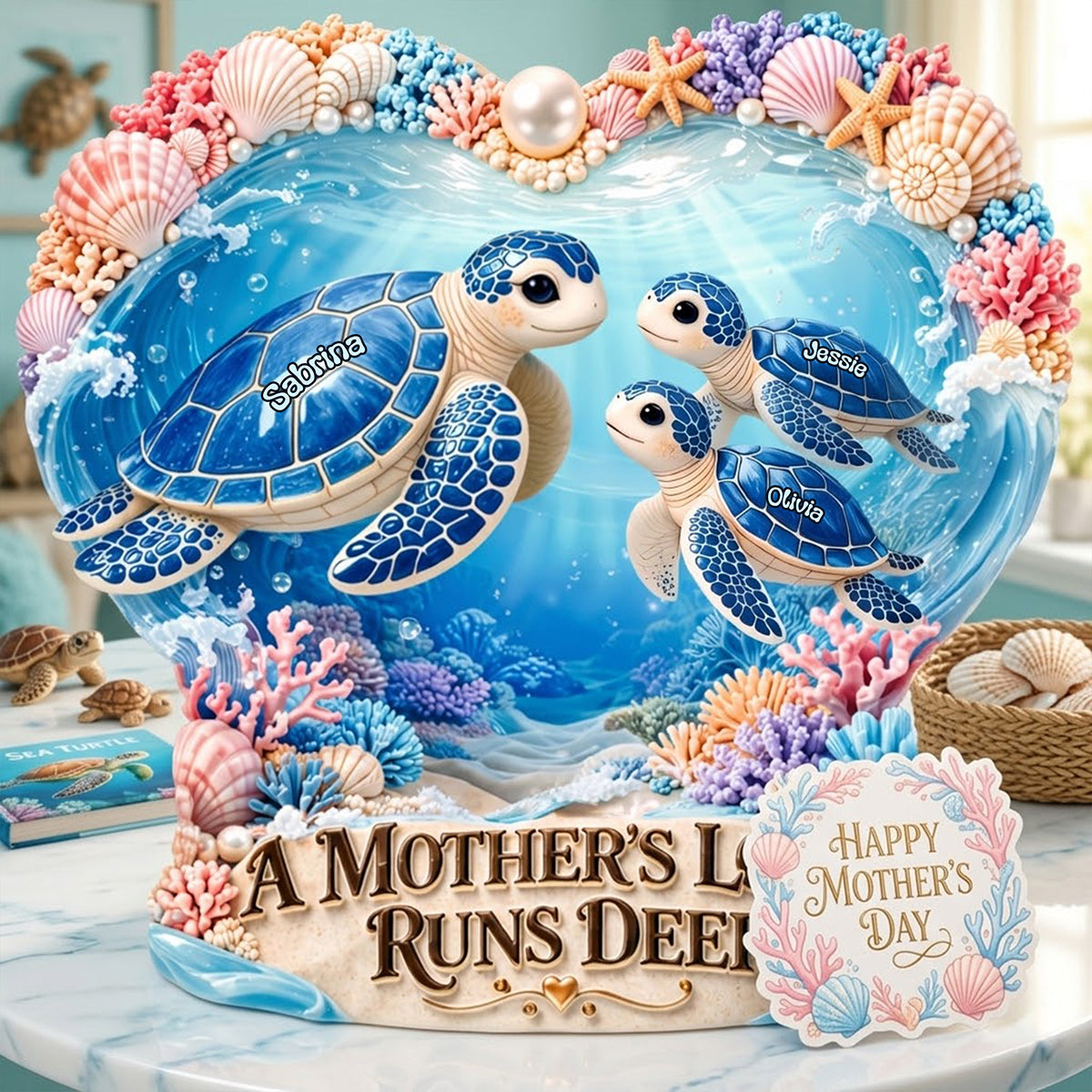 Turtle Mom Acrylic Plaque - Personalized Gifts For Mothers 04tyta200326