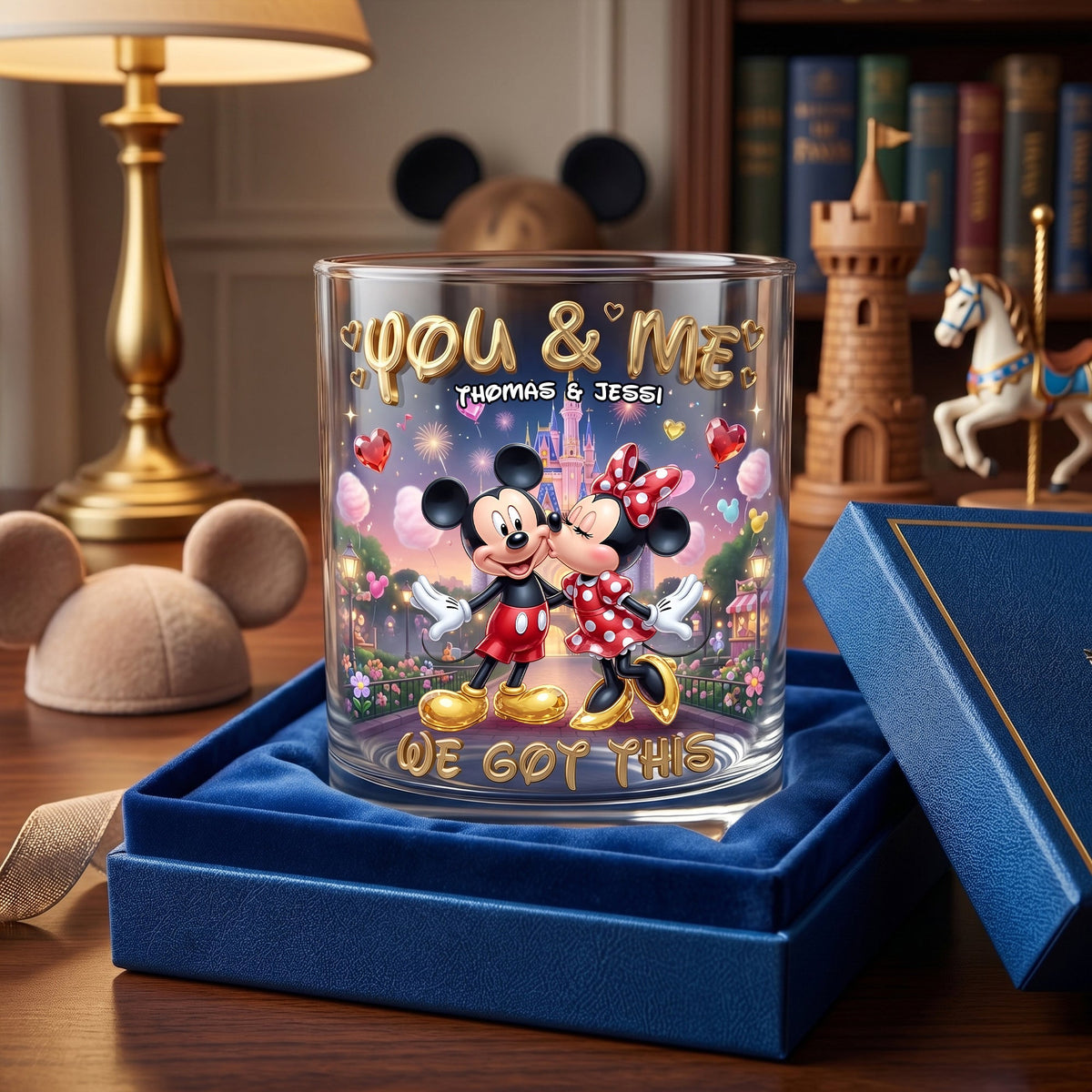 Kissing Childhood Couple 11oz Round Glass - Personalized Gifts For Couple Glass 01TYLU160626