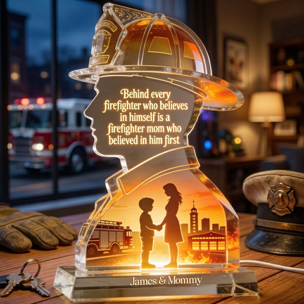 Firefighter Mother Light Box - Personalized Gifts For Moms 03pgta100426