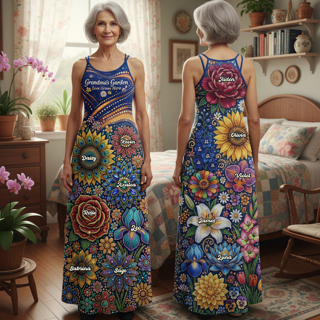 Grandma Garden Suspender Maxi Dress - Personalized Gifts For Grandmas 01huta190326