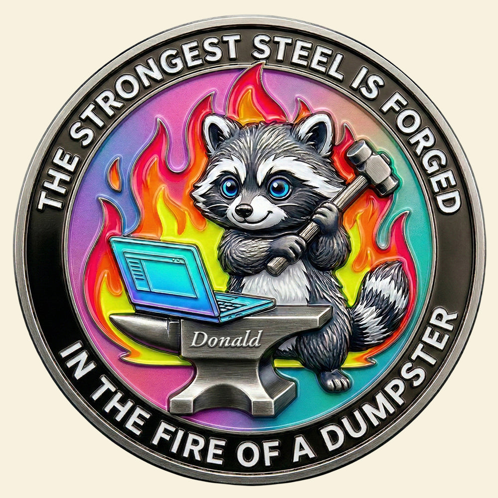 Funny Raccoon At Work Metal Coin - Personalized Gifts For Office Workers 03NADT030326