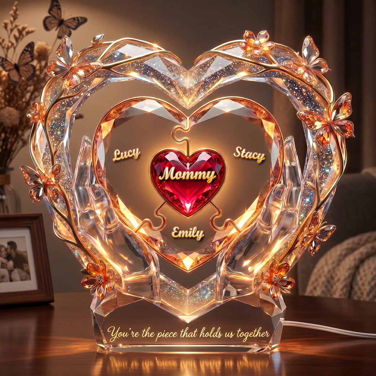 Mommy Pieces of Heart Lightbox Personalized Gifts For Mom 01PADH240426