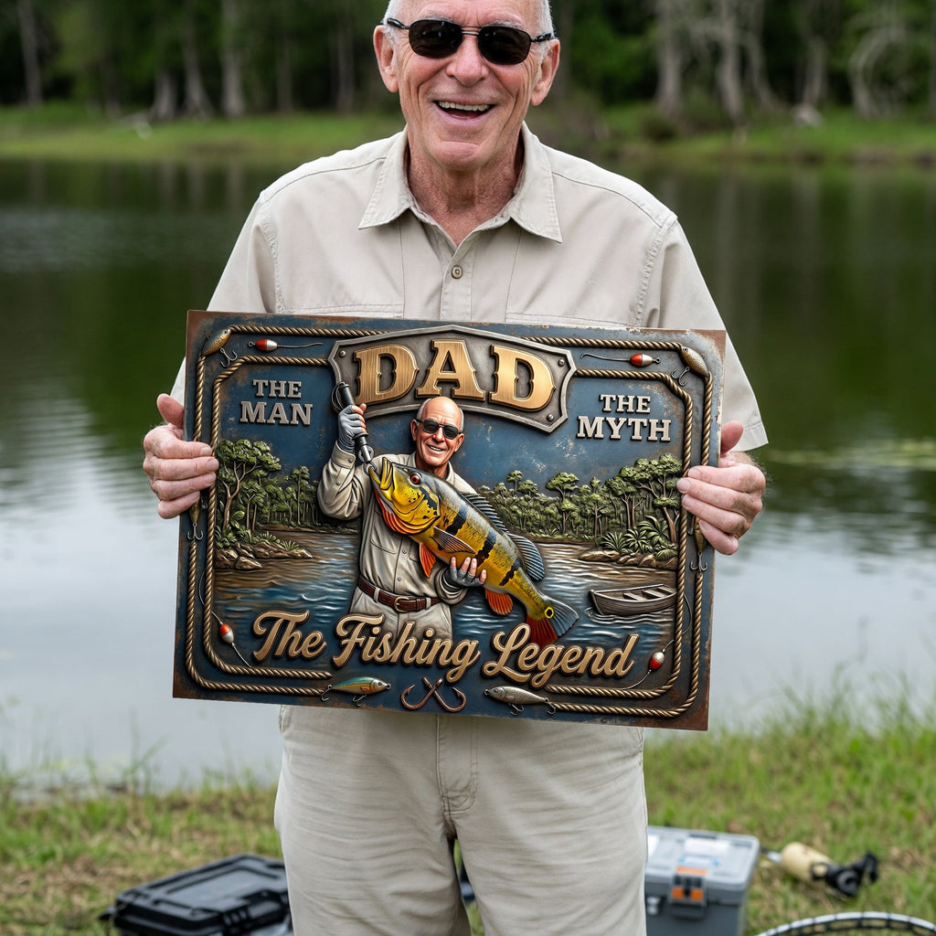 Custom Photo Fishing Dad Print Metal Sign - Personalized Gifts For Dad 06huqn040526
