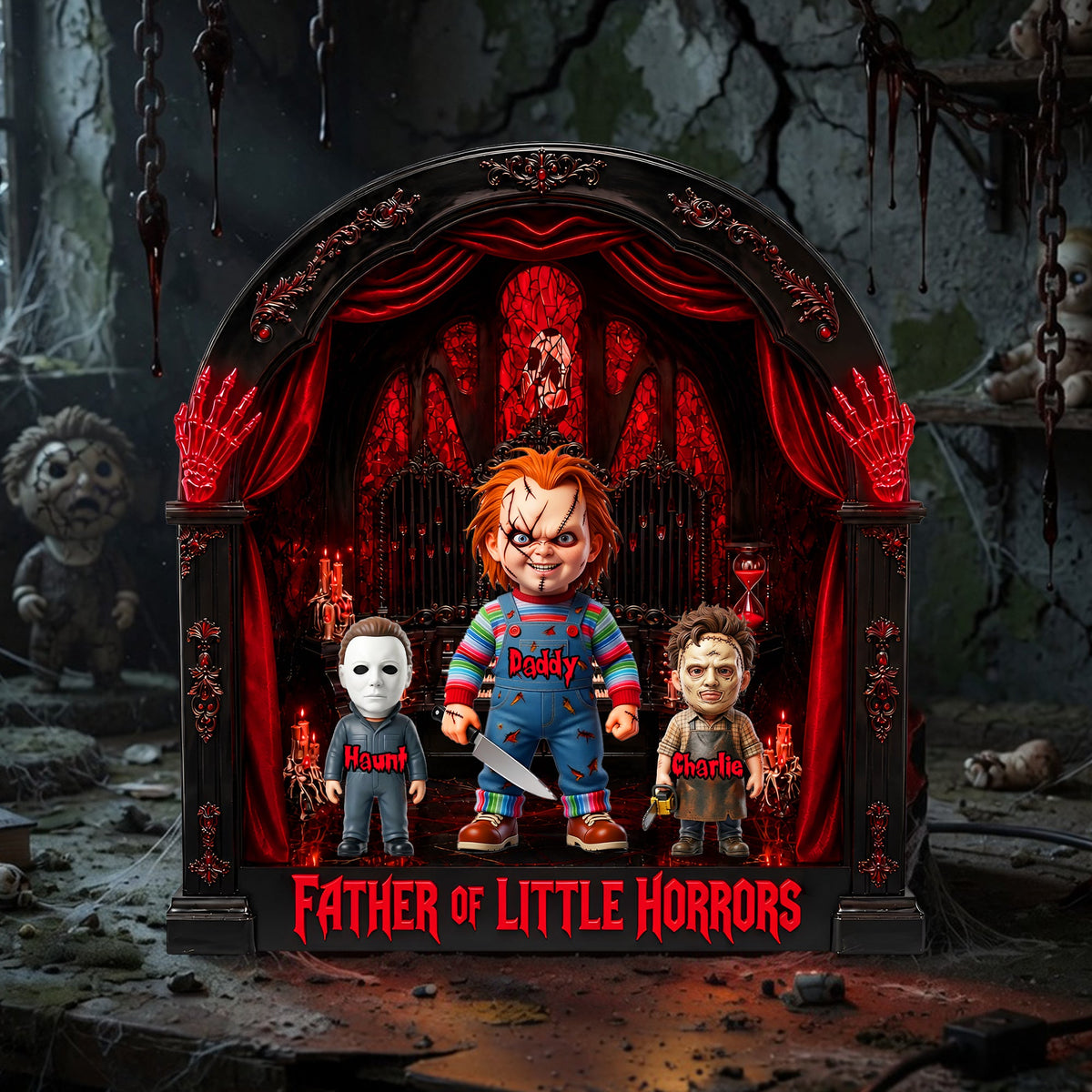 Horror Fans Dad And Kids Acrylic Light Box - Personalized Gifts For Father's Day Light Box 05TYLU120526