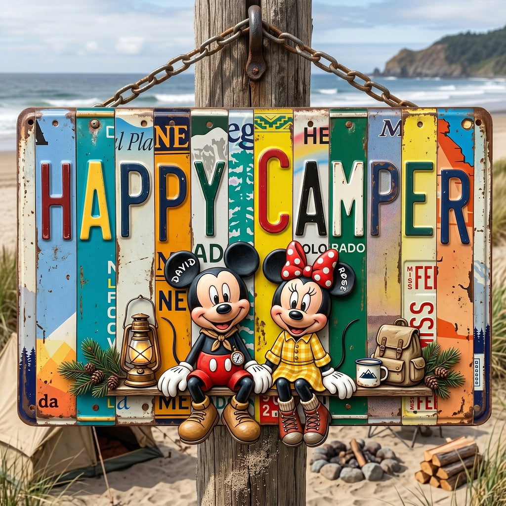 Happy Camper Metal Sign - Personalized Gifts For Couples 04nalu220626