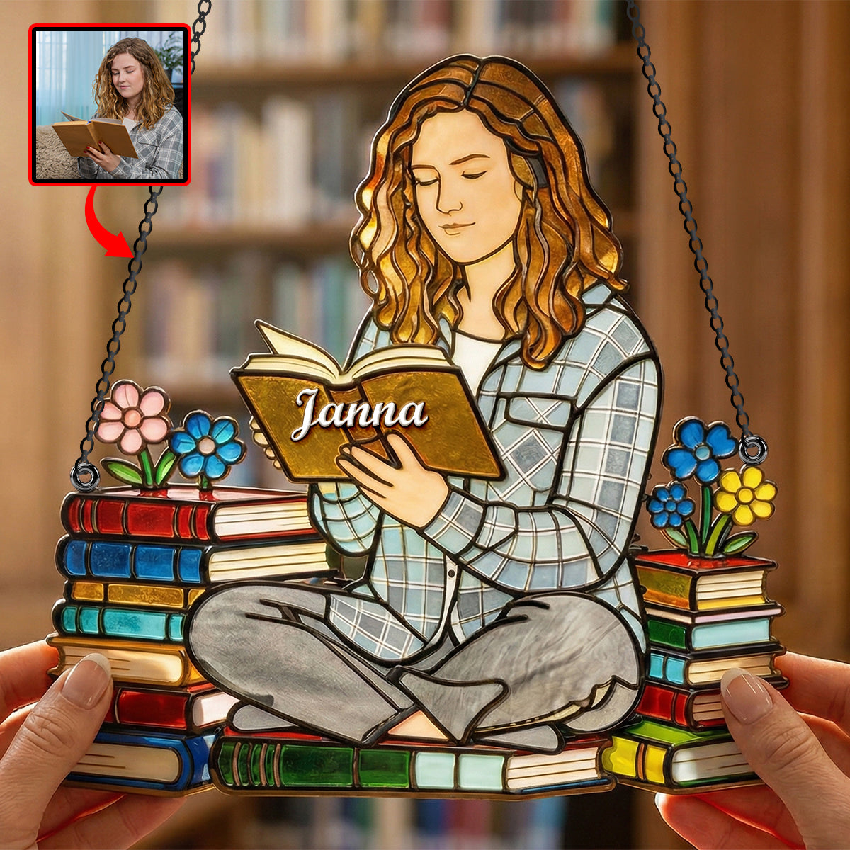 Book Lover Suncatcher - Custom Photo Gifts For Book Lovers 01nadh030426