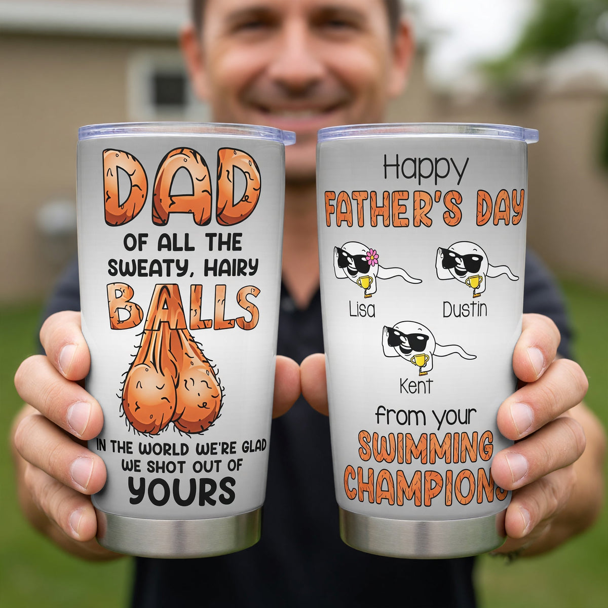Funny Dad Balls Tumbler - Personalized Gift For Dads 06OHQN290526