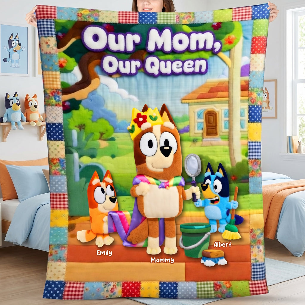 Happy Puppy Family Blanket - Personalized Gifts For Mom 01TYQN160426