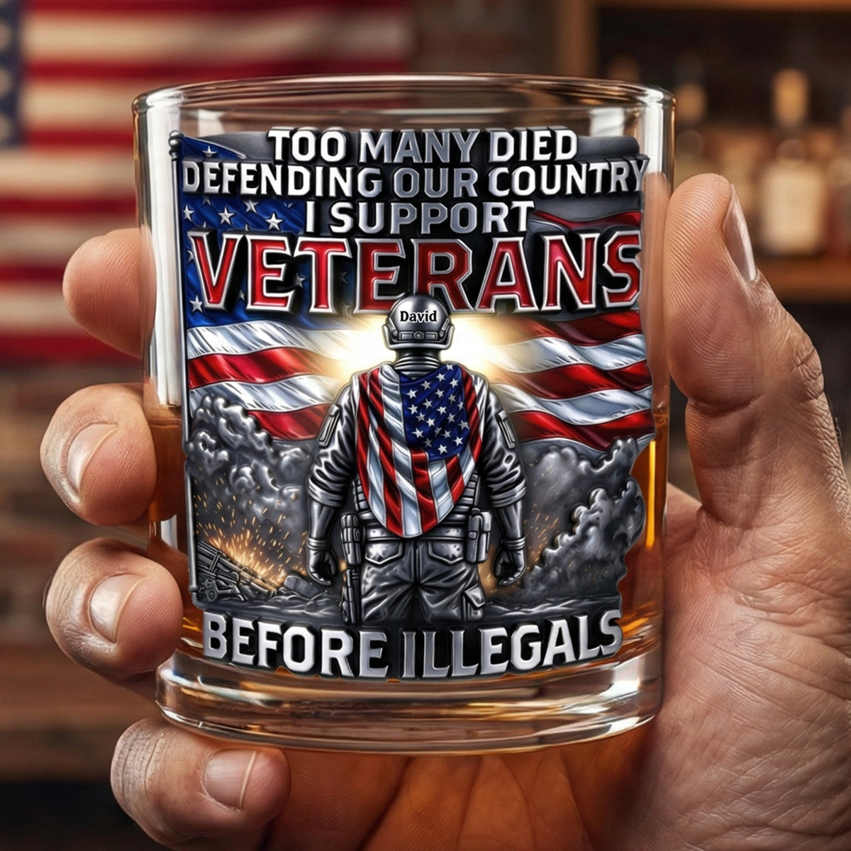 Veteran Pride Round Glass - Personalized Gifts For Veterans 03OHQN050326