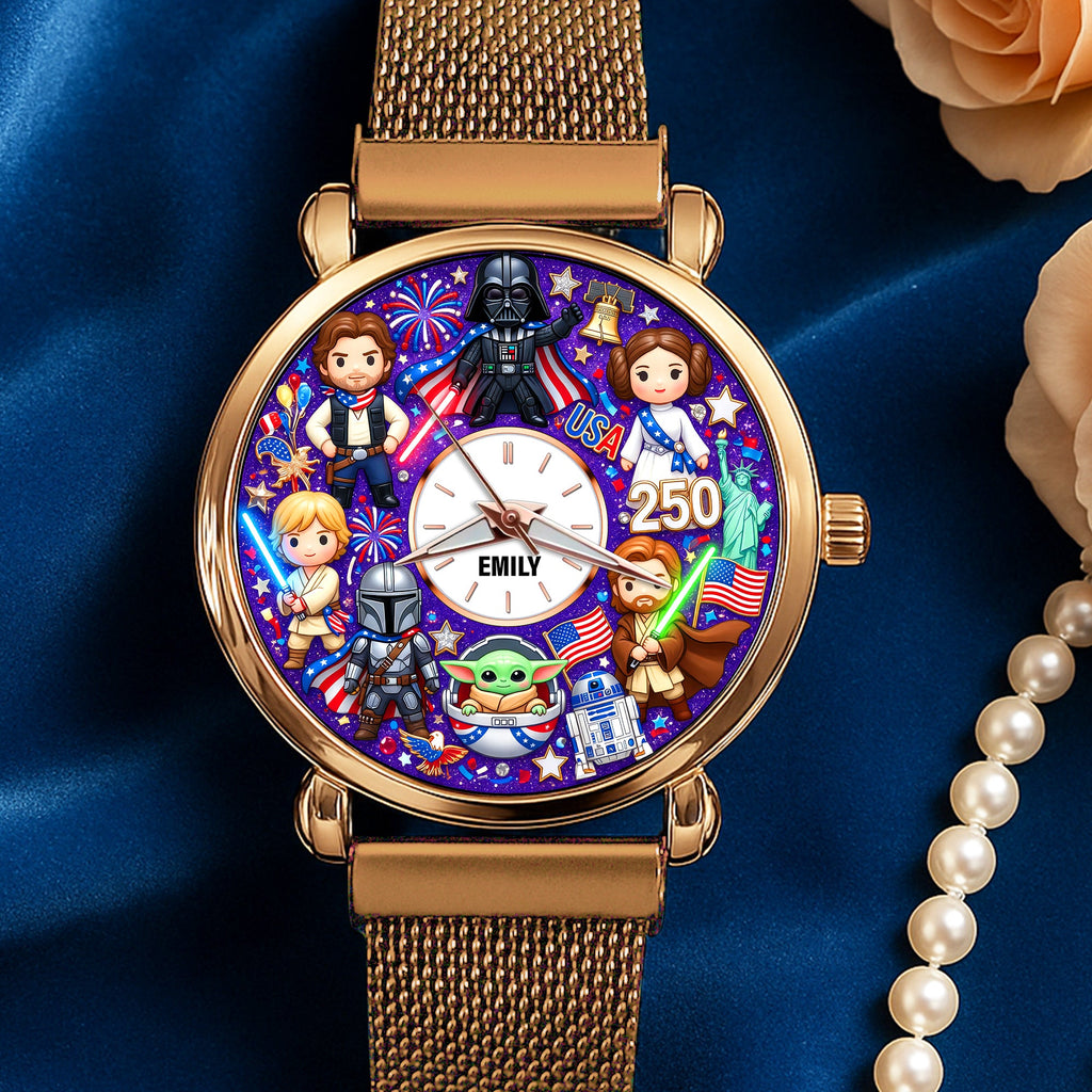 Patriotic Pride Mesh Strap Quartz Watch Personalized Anniversary Gifts 06NAQN080626