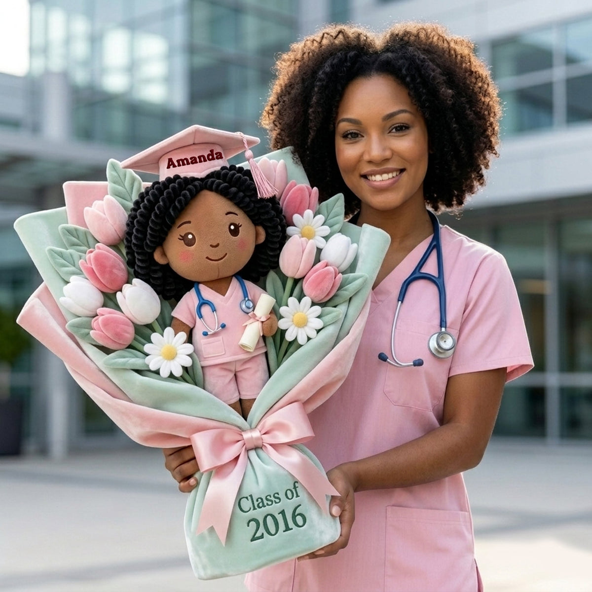 Graduation Nurse Bouquet  Pillow  - Custom Photo Gifts For Nurse Pillow 02NALU270326