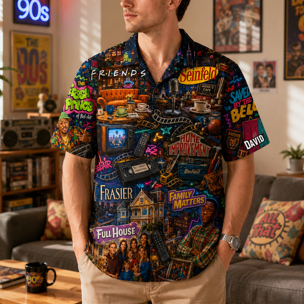 Retro 90s Nostalgia Hawaiian Shirt - Personalized Gifts 03nadh300626