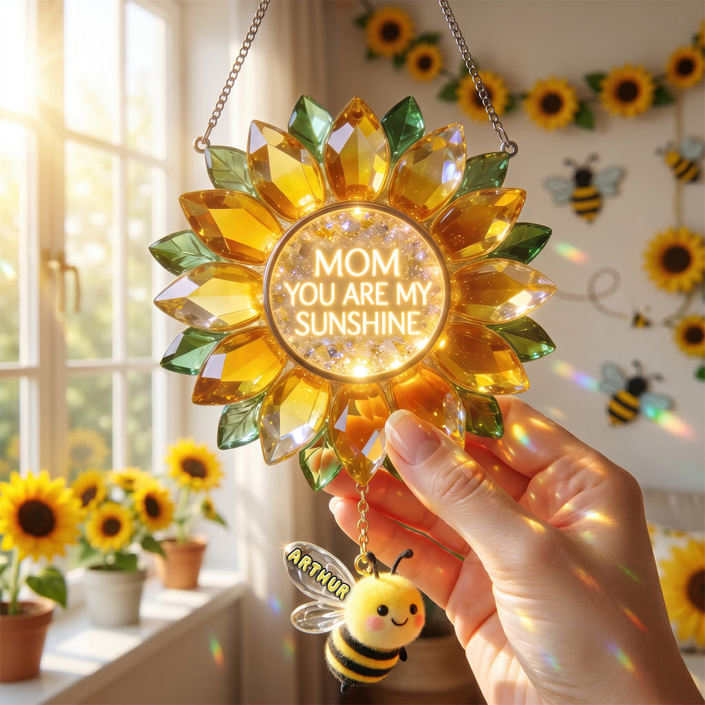 Sunflower Bee Suncatcher - Personalized Gifts For Mom 01TYDH170426