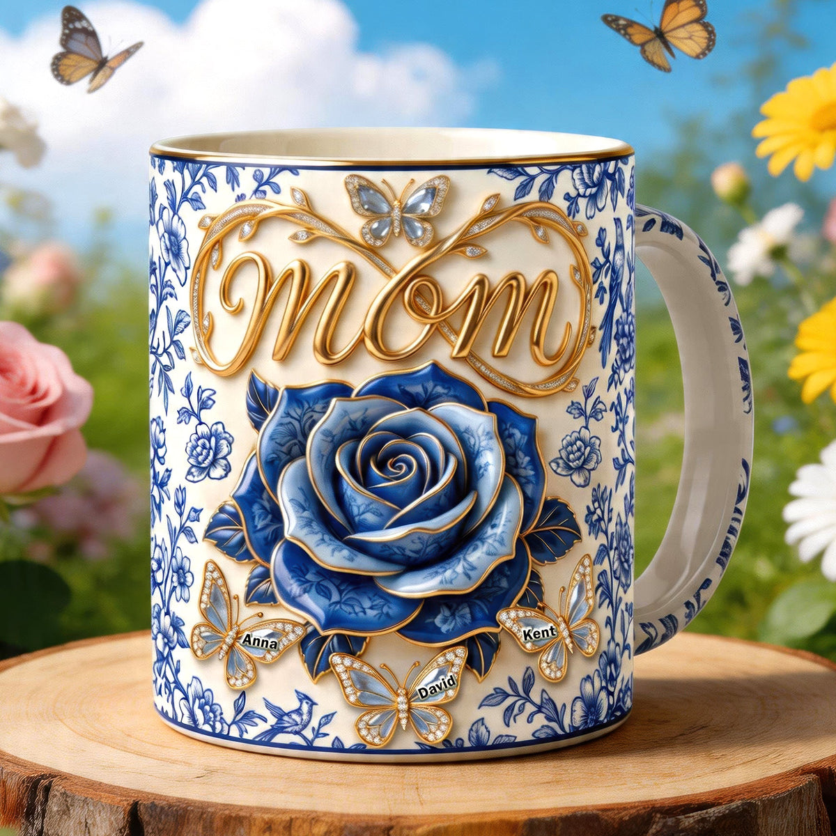 Toile De Jouy Mommy's Little Butterflies Coffee Mug - Personalized Gifts For Moms 03paqn240426