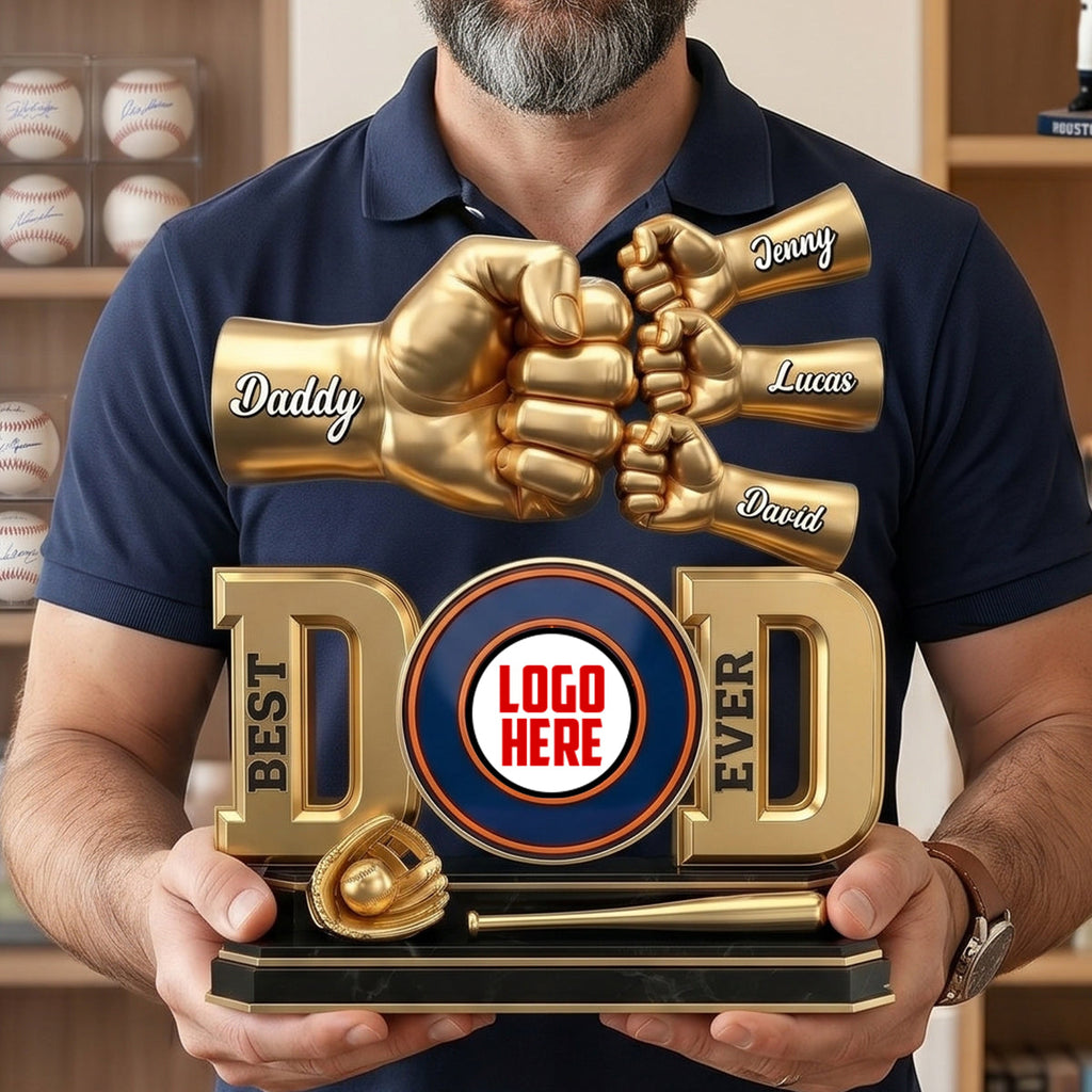 Dad & Kids Fist Bump Plaque 012natn080626