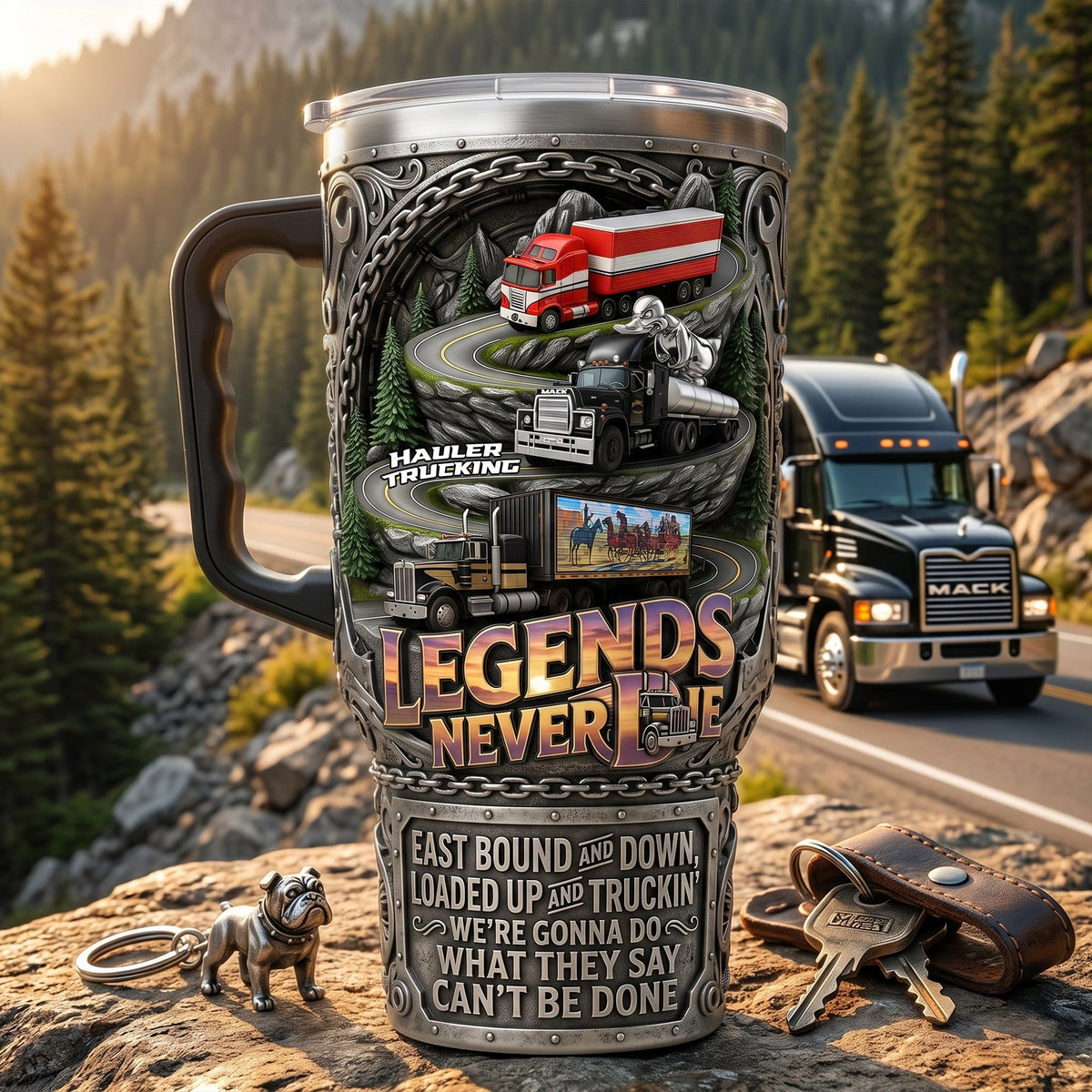 Classic Semi-Truck Legend 40oz Tumbler With Handle - Personalized Gifts For Truckers 02qhlu280526