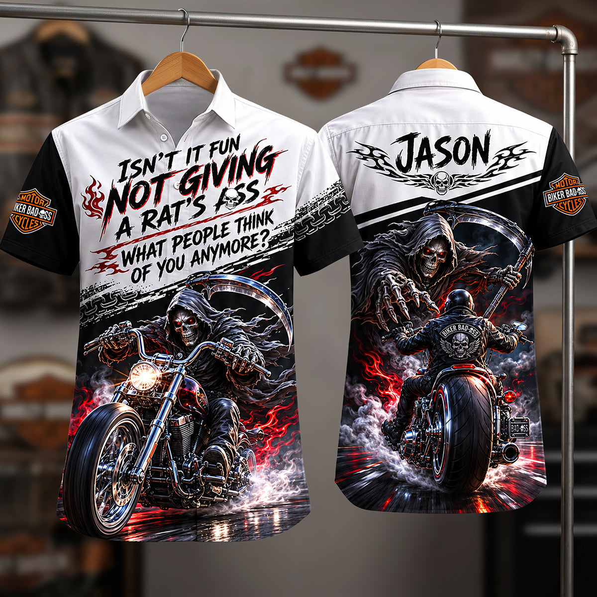 Rough Badass Motorcycle Hawaiian Shirt - Personalized Gifts For Biker 02qhta240626