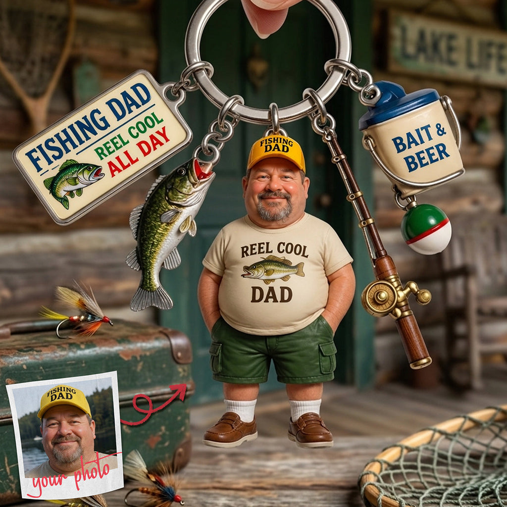 Custom Photo Fishing Dad Tag Keychain - Personalized Gifts For Dad 03tyta280426