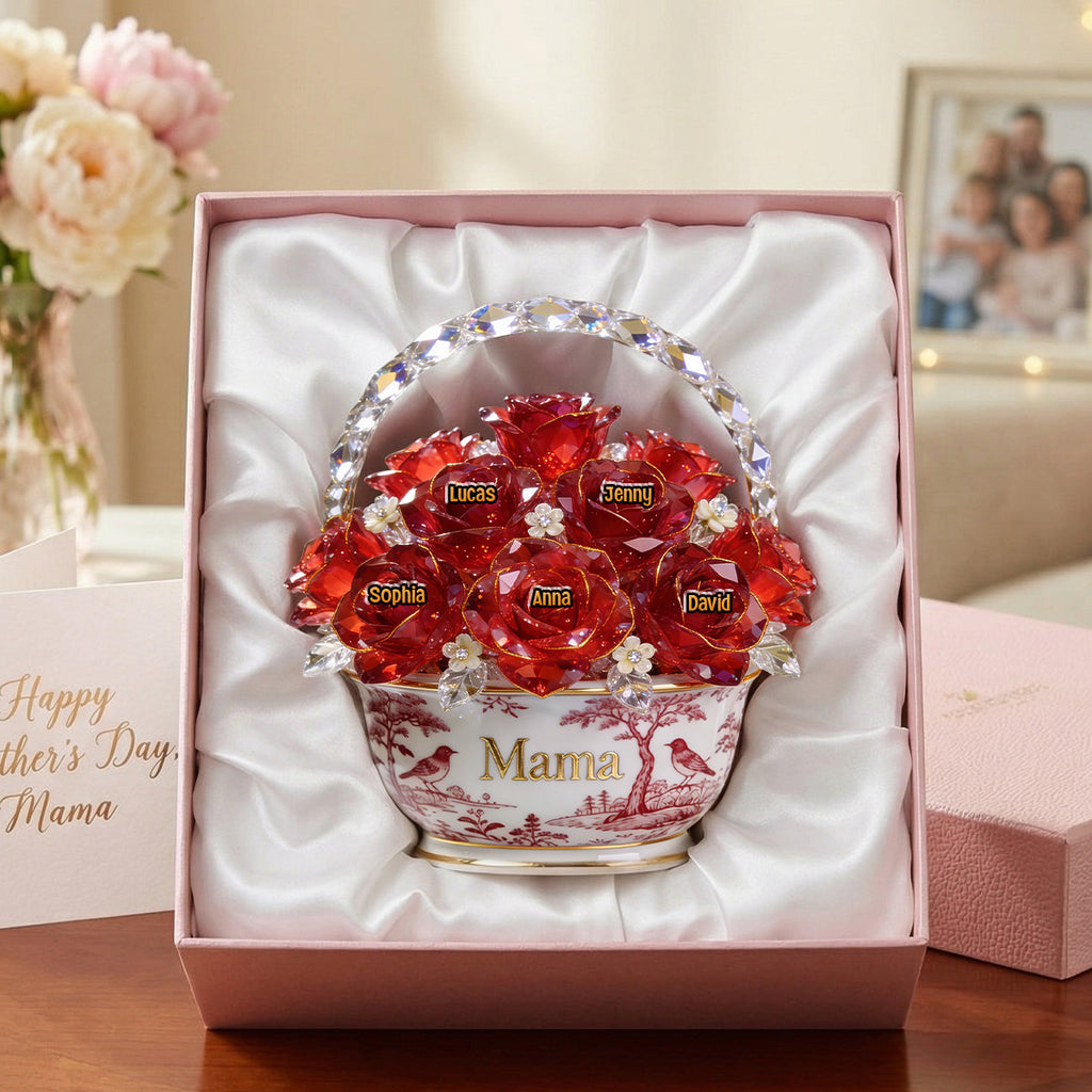 Toile De Jouy Flower Basket Mom Acrylic Plaque - Personalized Gifts For Mother's Day 05PGTN310326