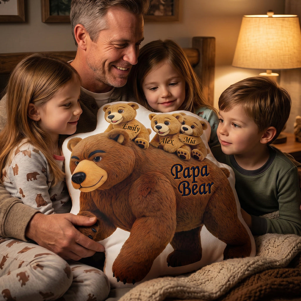 Papa Bear Pillow - Personalized Gifts For Dad 01hudh060526