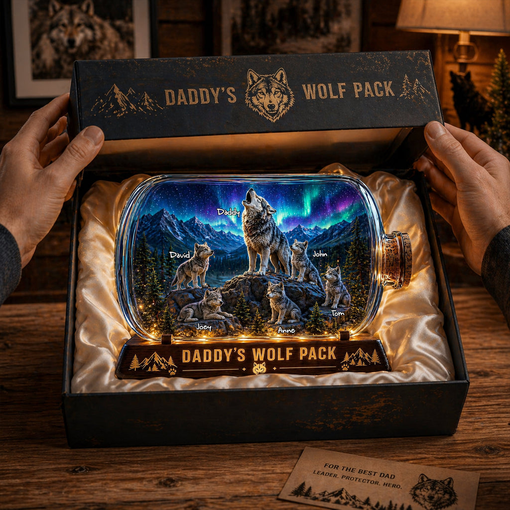 Wolf Dad and Kids Acrylic Plaque - Personalized Gifts For Dad 04tolu280426