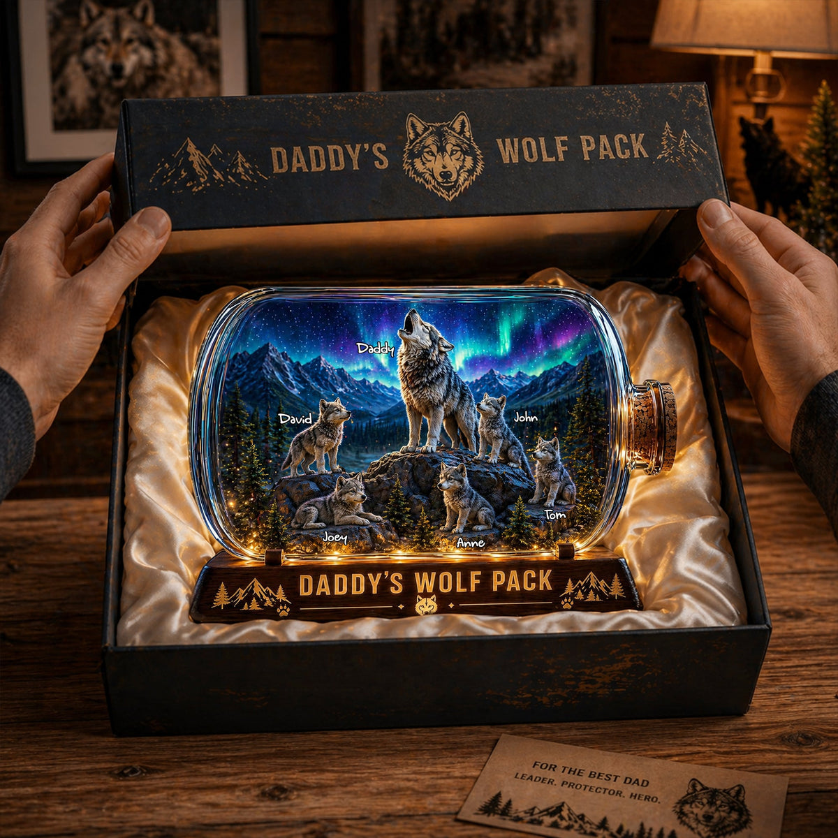 Wolf Dad and Kids Acrylic Plaque - Personalized Gifts For Dad 04tolu280426